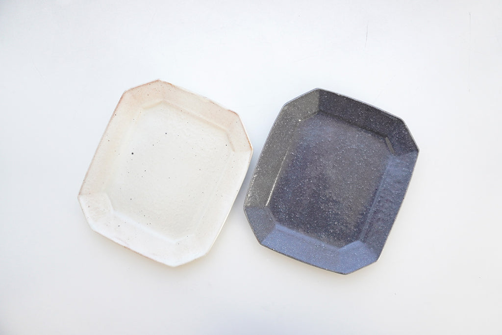 古谷浩一 / 古谷製陶所 グレー釉 八角ケーキ皿
